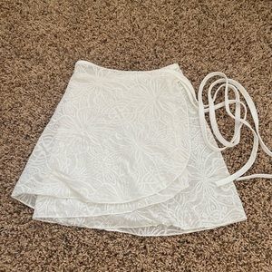White Patterned Wrap Skirt